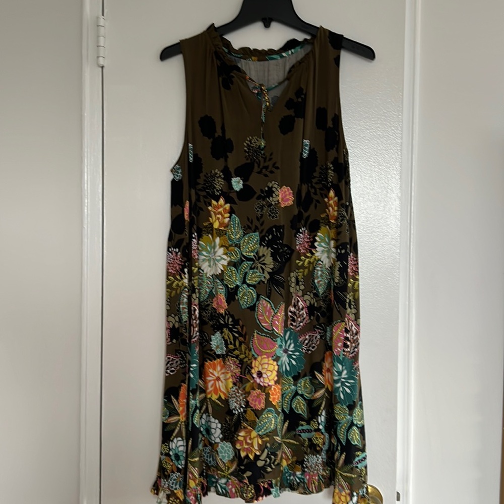 Sleeveless knee long swing trapeze dress.  Size PL. like new